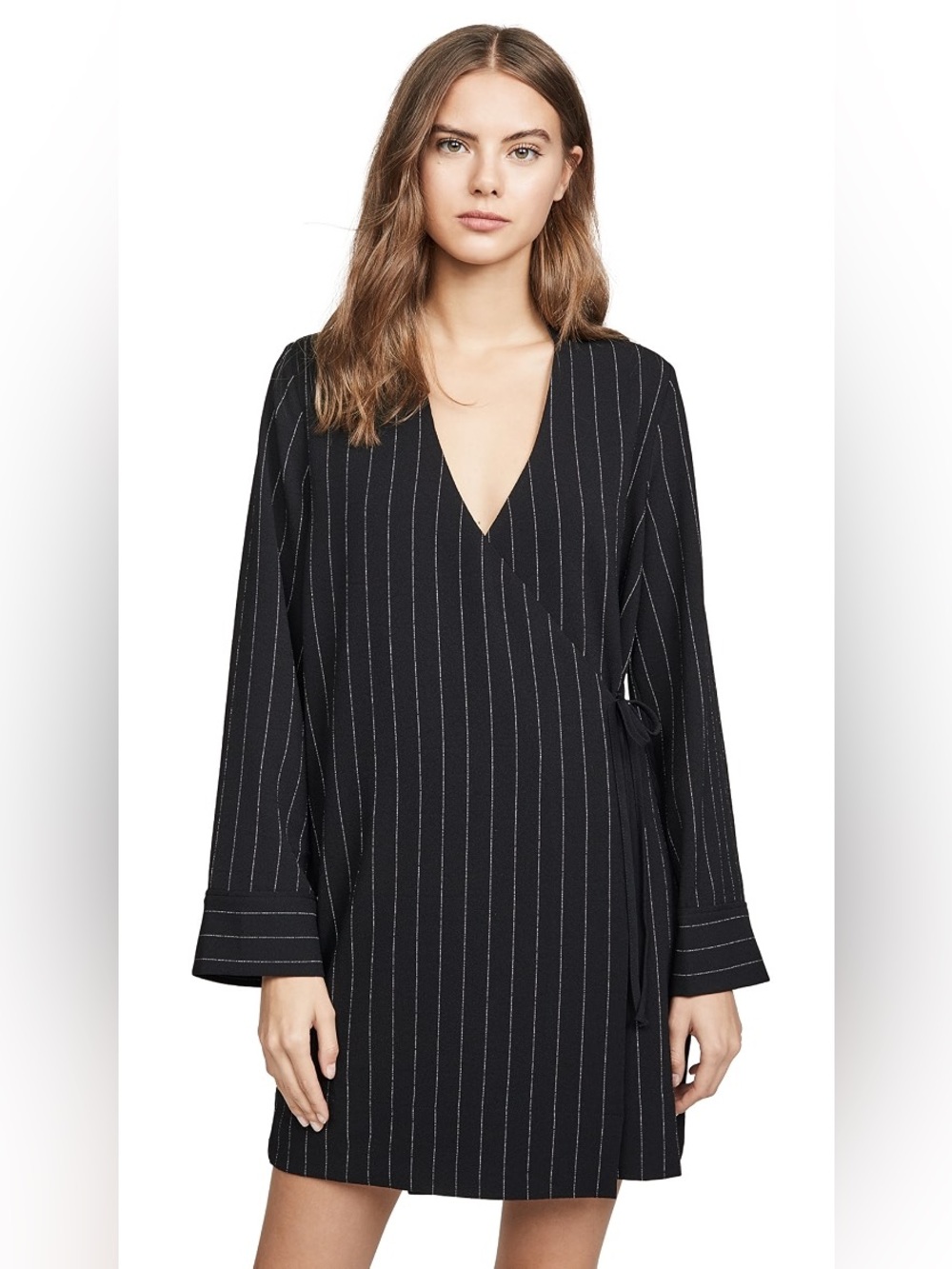 Ganni Crepe wrap dress black size 38, medium